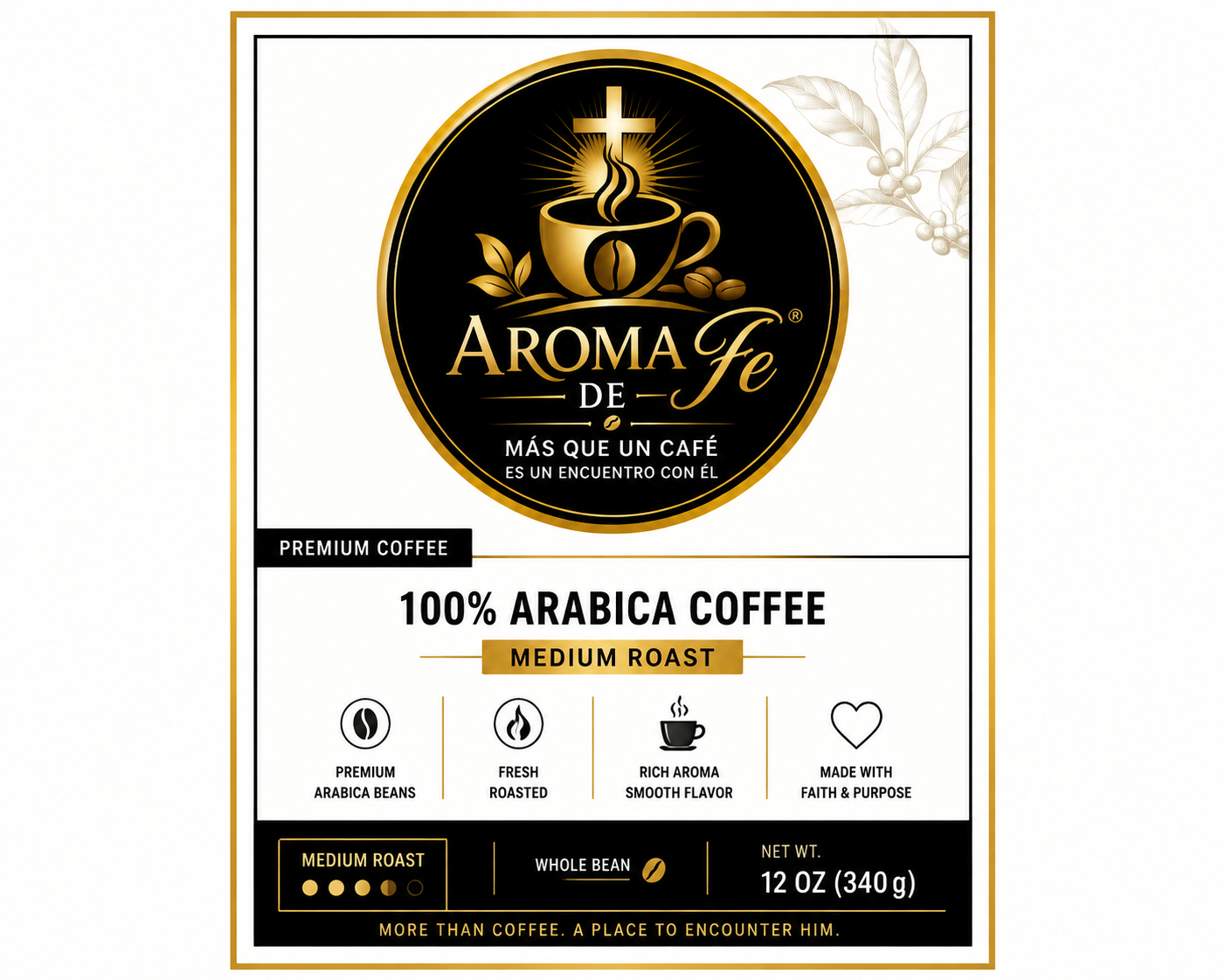 Aroma de Fé™ Premium Coffee – Medium Roast – 12 oz